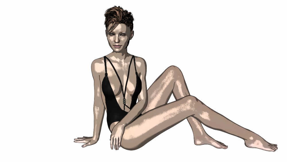 Sketch of a female form using Toonycam Pro, with two colours
